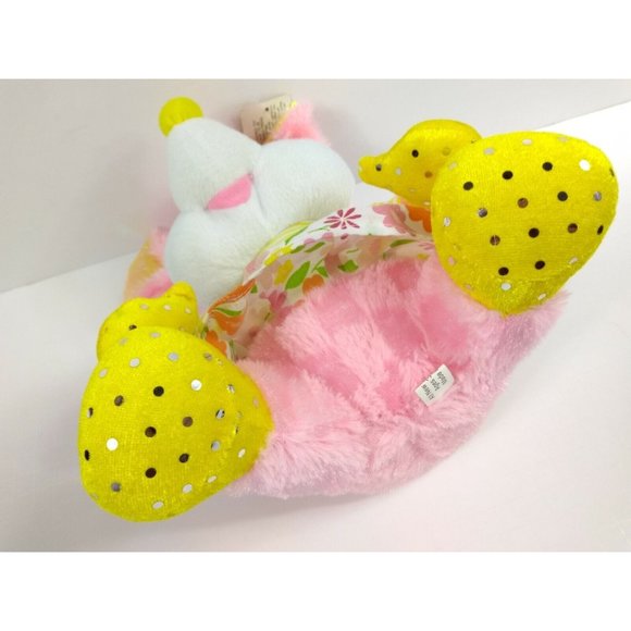 Pink Mouse Plush Stuffed Animal in Flower Dress w/ Sparkle feet, hands, ears 11" - Picture 8 of 11